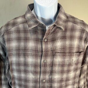 Under Armour Men's green & white plaid snap l/s lightweight flannel shirt XL